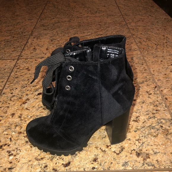 Black Suede Booties - Size 7 - Picture 2 of 4